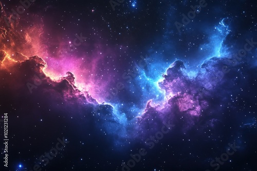 Stunning Cosmic Scene with Vibrant Nebula Colors