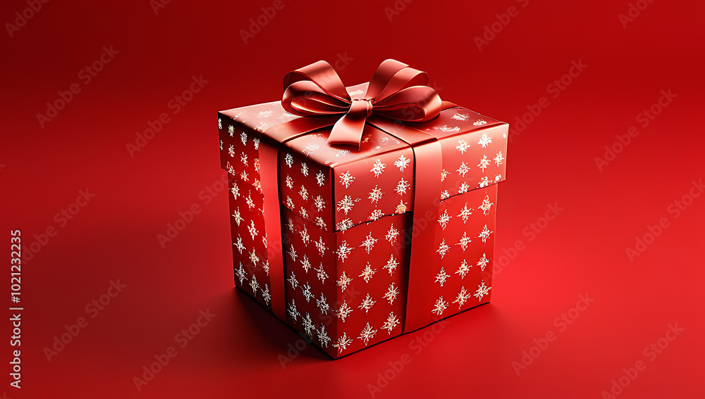 Obraz premium christmas gift box pattern vibrant red background