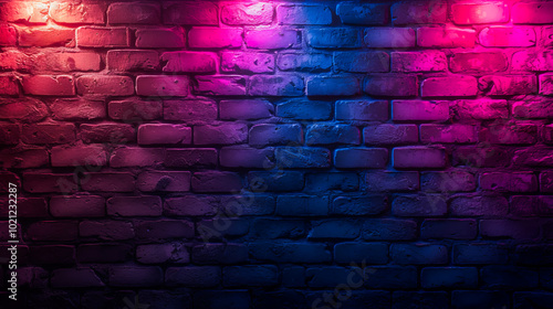 Urban Brick Wall Texture in Vintage Neon Lights