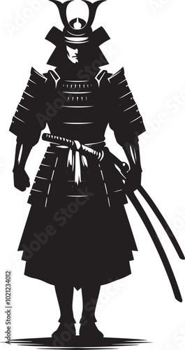 samurai warrior sward man mascot Silhouette illustration isolated on a white background