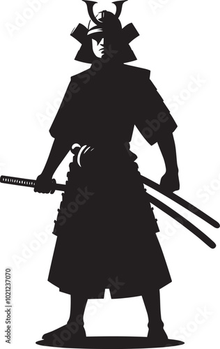 samurai warrior sward man mascot Silhouette illustration isolated on a white background