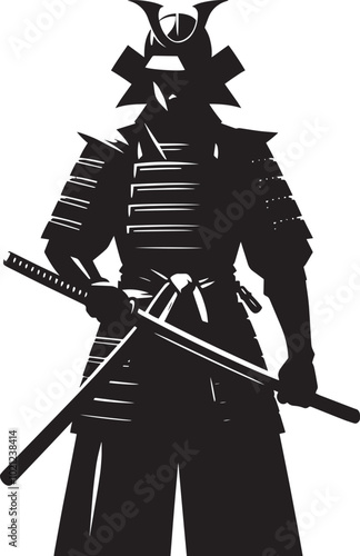 samurai warrior sward man mascot Silhouette illustration isolated on a white background