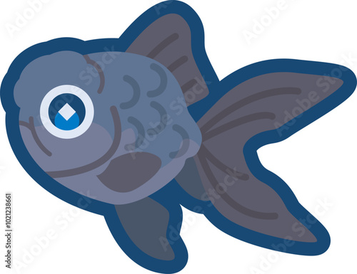 かわいい金魚（青文魚）のイラスト