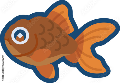 かわいい金魚（茶金）のイラスト