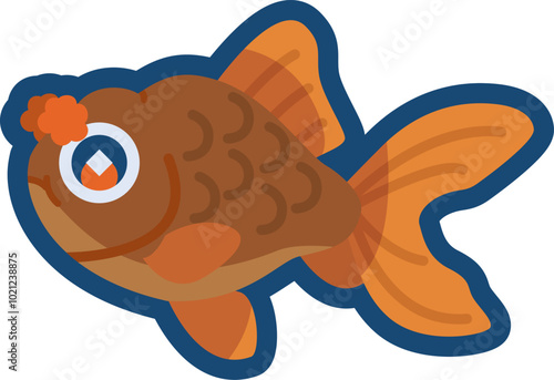 かわいい金魚（茶金花房）のイラスト