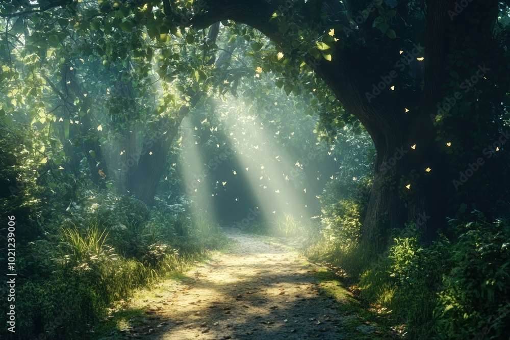Serene Pathway Through an Enchanted Forest Serene Pathway Through an Enchanted Forest