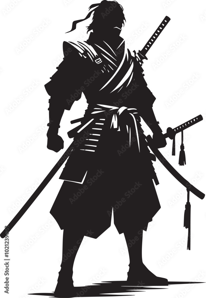 samurai warrior sward man mascot Silhouette illustration isolated on a white background samurai warrior sward man mascot Silhouette illustration isolated on a white background