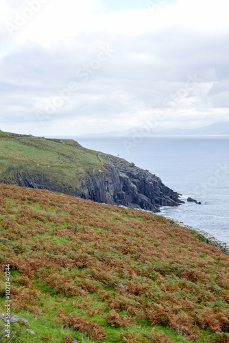 View of Ocean and landscape along Ireland coast