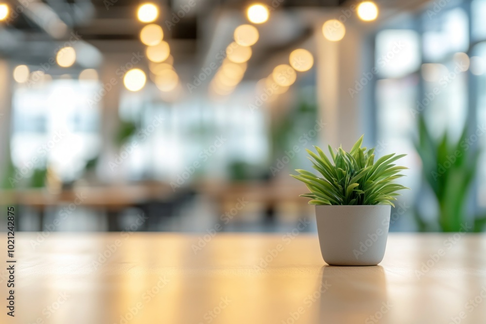 Modern Office Interior with Greenery Accent Modern Office Interior with Greenery Accent