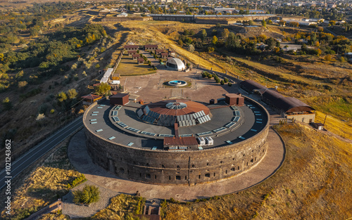 Aerial view of Black fortress in Gyumri also known as Sev Berd photo