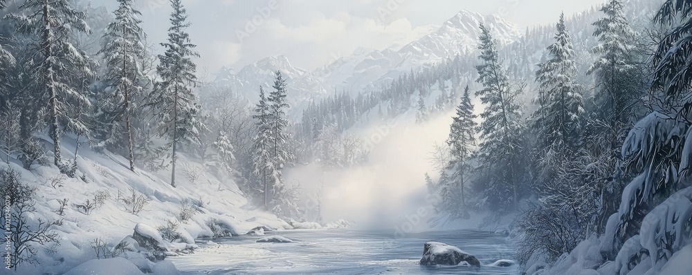 This winter scene landscape would be perfect for a banner or wallpaper This winter scene landscape would be perfect for a banner or wallpaper