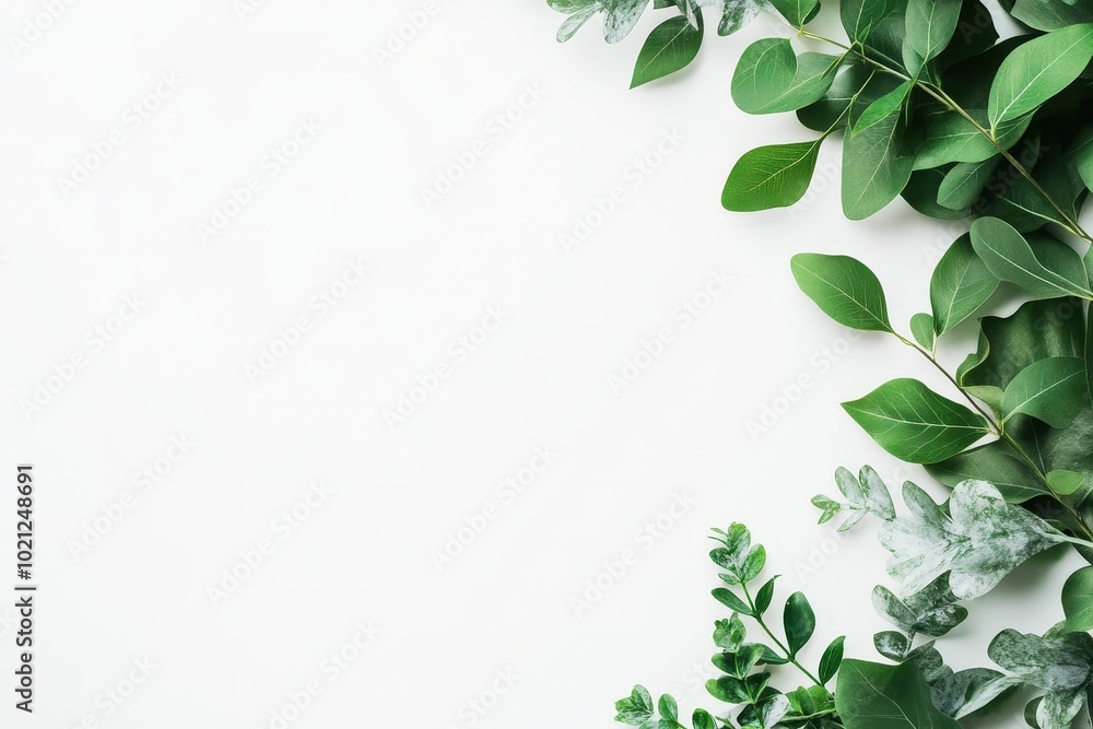Fresh Green Leaves on Clean Background for Online Meetings Fresh Green Leaves on Clean Background for Online Meetings