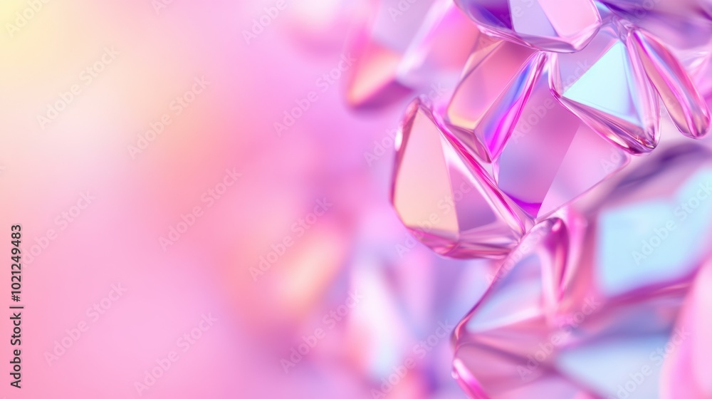 Abstract Crystal Shapes with Pastel Colors, AI Abstract Crystal Shapes with Pastel Colors, AI