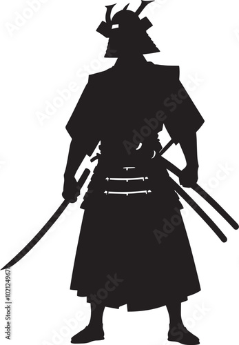 samurai warrior sward man mascot Silhouette illustration isolated on a white background