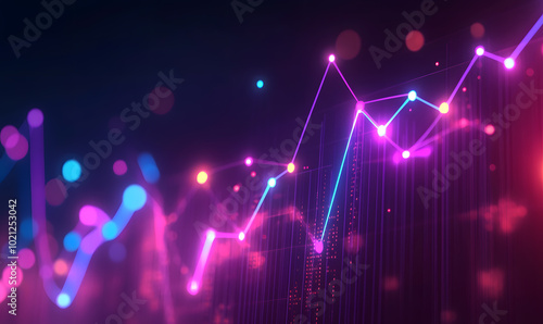 Futuristic financial dashboards and luxury business charts with glowing neon lines, gold accents, and connected nodes for corporate branding.