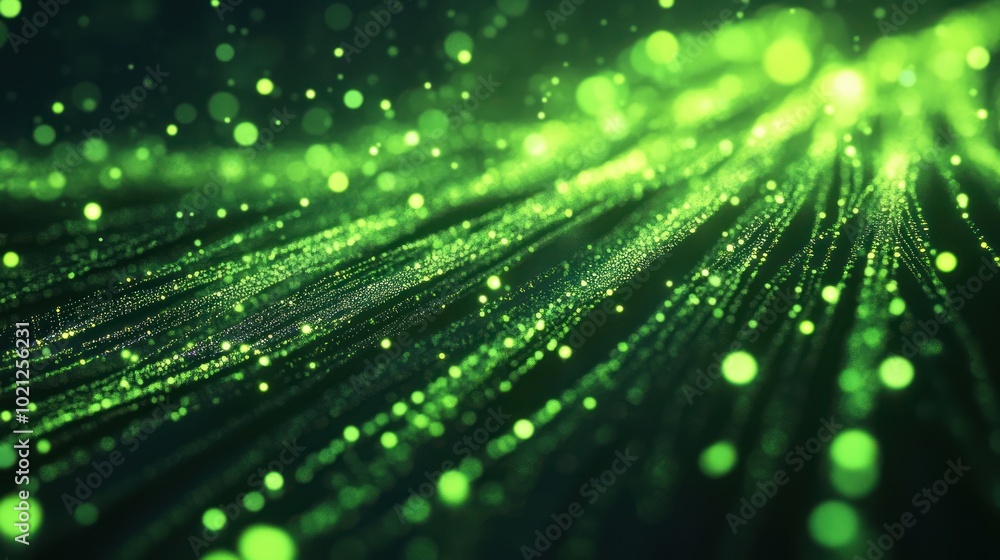 A vibrant display of green particles creating a dynamic, flowing visual effect. A vibrant display of green particles creating a dynamic, flowing visual effect.