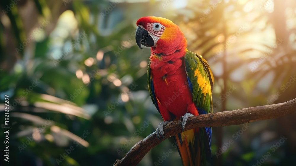 Obraz premium Bright parrot on tree branch 