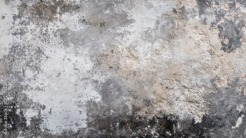Obraz premium Weathered concrete wall with textured surface showcasing aged and deteriorated patterns.