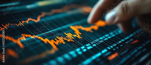 Graph showing stocks nosediving, with a shadowy hand pushing it downward photo