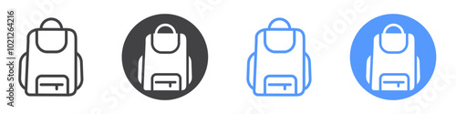 Backpack icon Flat art in black and white isolated