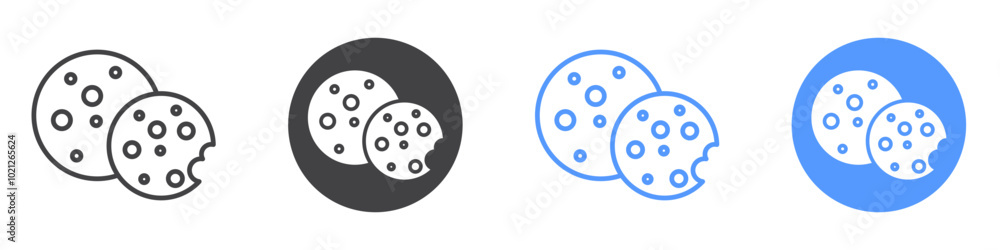 Cookie icon Flat art in black and white isolated Cookie icon Flat art in black and white isolated