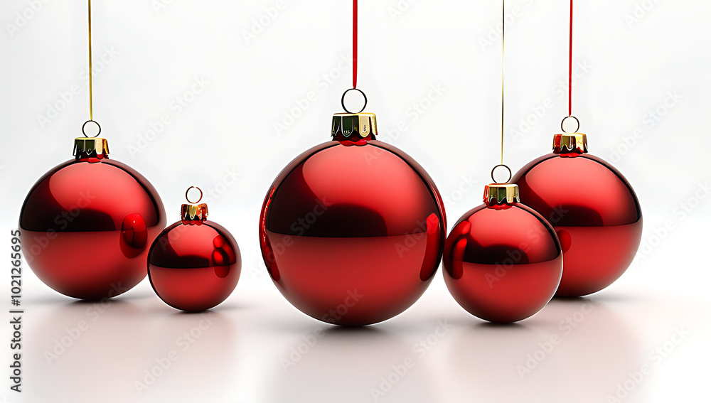 red christmas baubles displayed white backdrop red christmas baubles displayed white backdrop