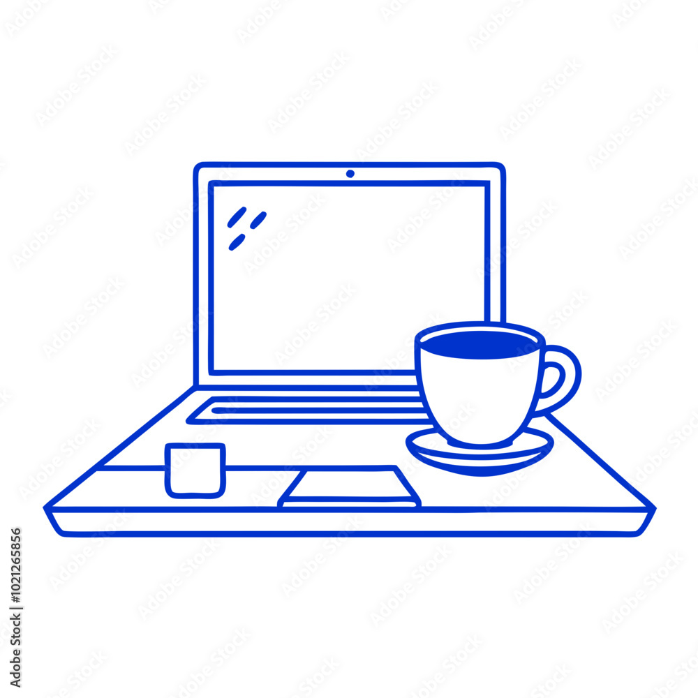 Fototapeta premium Remote work with coffee