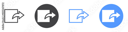 Export icon Flat art in black and white isolated