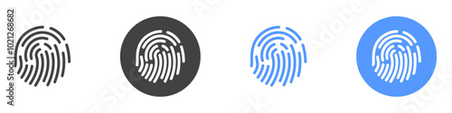 Fingerprint icon Flat art in black and white isolated