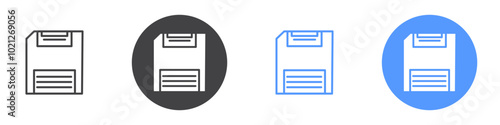Floppy disk icon Flat art in black and white isolated