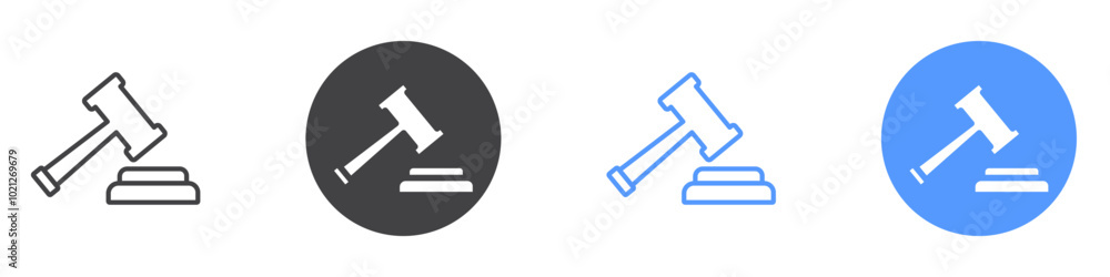 Gavel icon Flat art in black and white isolated Gavel icon Flat art in black and white isolated