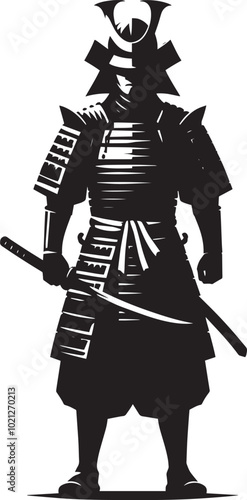 samurai warrior sward man mascot Silhouette illustration isolated on a white background