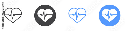 Heartbeat icon Flat art in black and white isolated