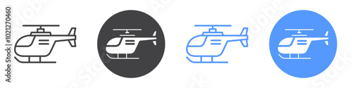 Helicopter icon Flat art in black and white isolated