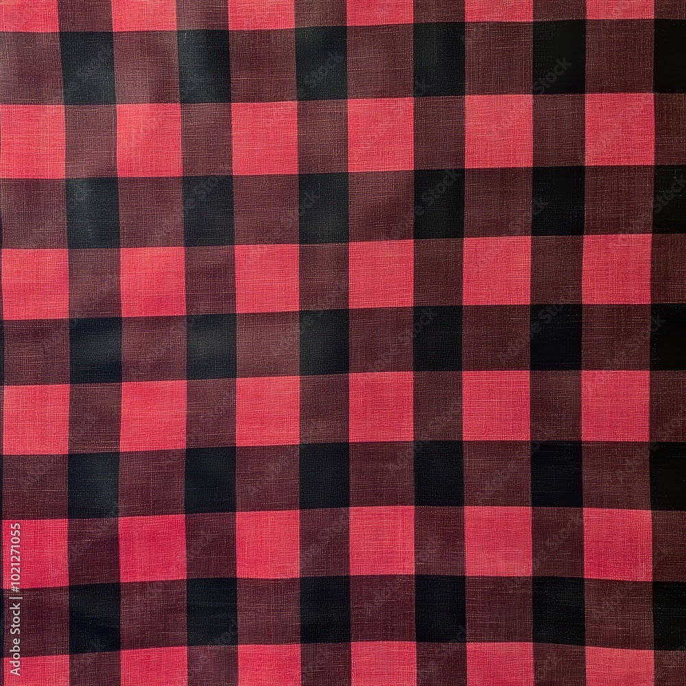 Vibrant red and black checkered fabric pattern, ideal for design and textile projects. Vibrant red and black checkered fabric pattern, ideal for design and textile projects.