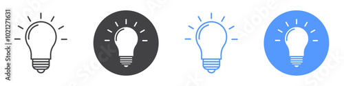 Light bulb icon Flat art in black and white isolated