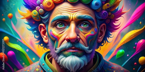 Cartoon Character Deep in Thought with Creative Ideas and Imagination Flowing in a Colorful, Whimsical Style