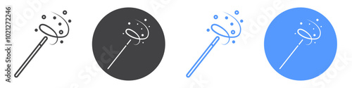 Magic wand icon Flat art in black and white isolated