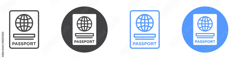 Passport icon Flat art in black and white isolated Passport icon Flat art in black and white isolated