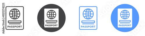 Passport icon Flat art in black and white isolated