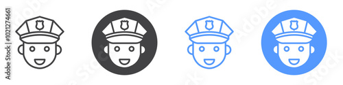 Police icon Flat art in black and white isolated