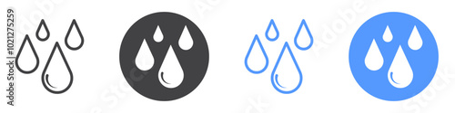 Raindrops icon Flat art in black and white isolated