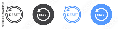 Reset icon Flat art in black and white isolated photo