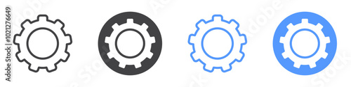 Settings button icon Flat art in black and white isolated