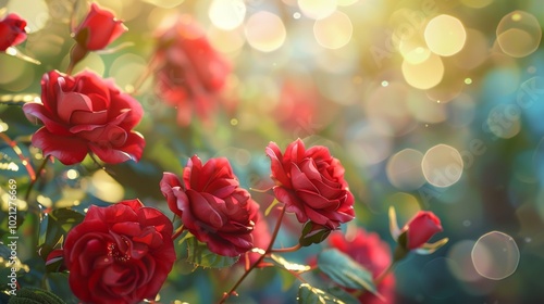 Red Roses in Bloom: A Close-Up View of Nature's Beauty