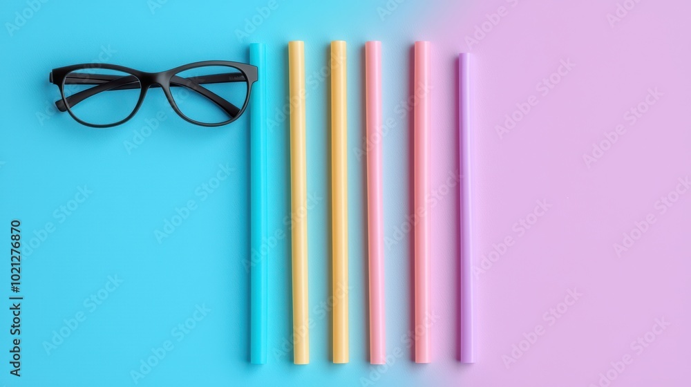 Obraz premium Colorful Straws and Glasses