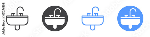 Sink icon Flat art in black and white isolated