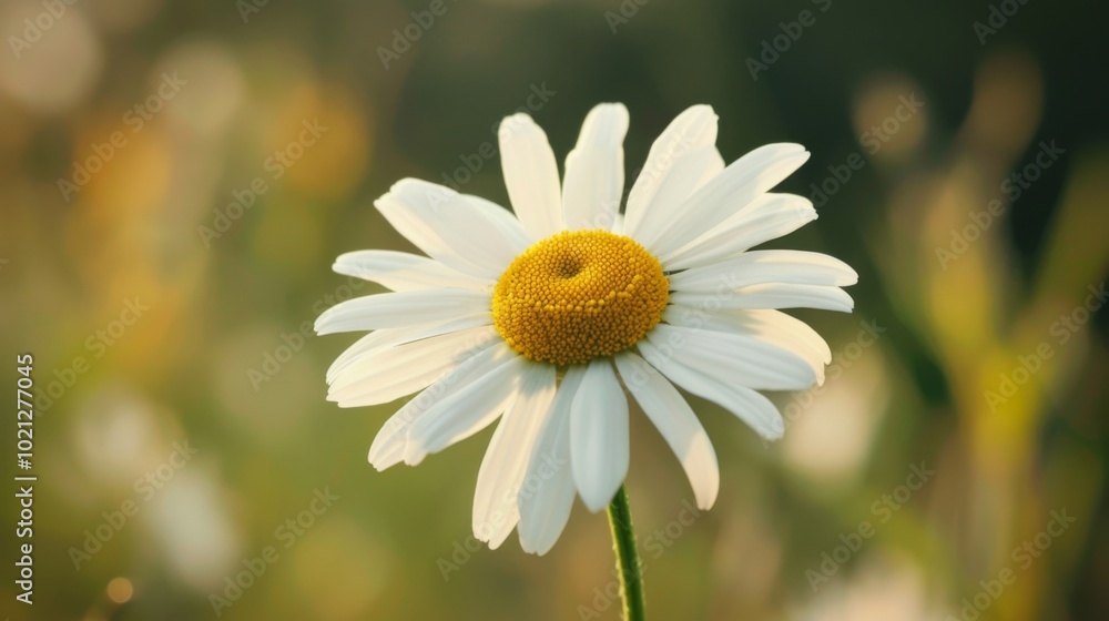 Fototapeta premium Close-Up of a Delicate White Daisy Flower in a Field