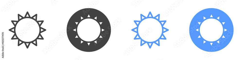 Sun icon Flat art in black and white isolated Sun icon Flat art in black and white isolated