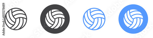 Volley ball icon Flat art in black and white isolated